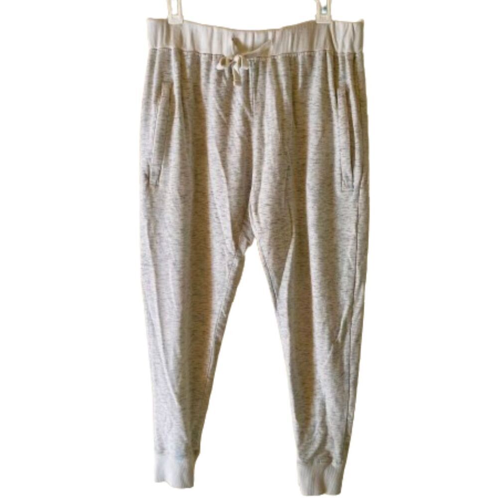 Mono B Sweat Joggers Womens LARGE Natural Heather Sweats‎ Zipper Pockets *READ*